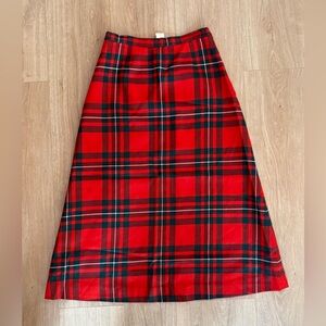 Vintage Red and Green Plaid Wool Skirt